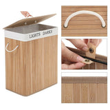 Homestyle Pro rechteckiger Bambus-Wäschekorb + Text 52x32x63 cm naturweiß