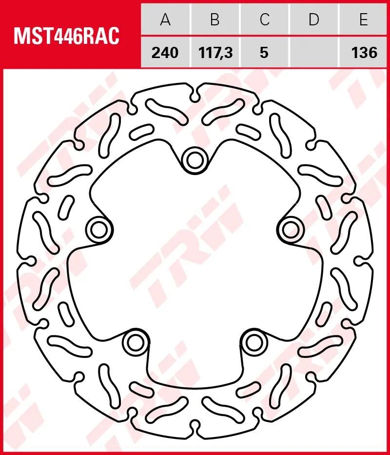 TRW-Bremsscheibe mst446rac. Rotor mst446rac starr