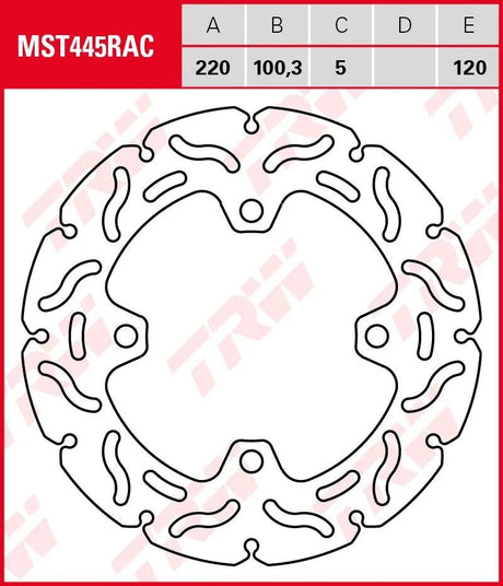 TRW-Bremsscheibe mst445rac. Rotor mst445rac starr