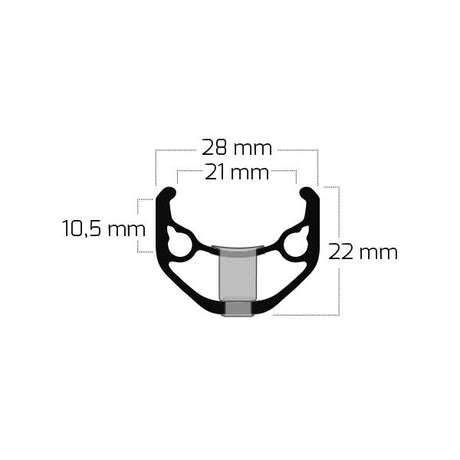 Ryde Velg Zac 421 28 29 622*21C Aluminium 36 Löcher 14 g Schwarz geschärft