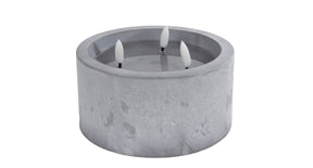 Kaars ivar betonkleur led kunststof 15x15x10cm (excl. 2xaa)