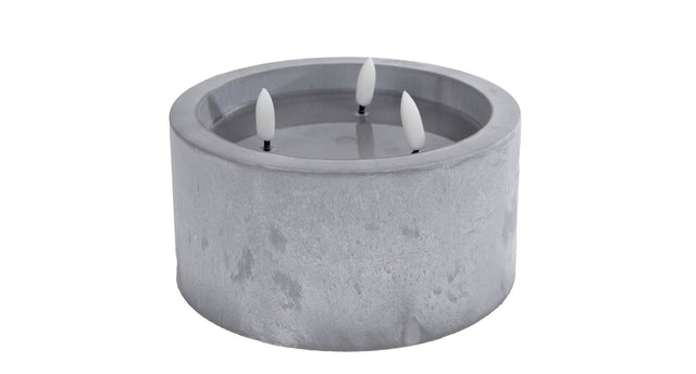 Kaars ivar betonkleur led kunststof 15x15x10cm (excl. 2xaa)