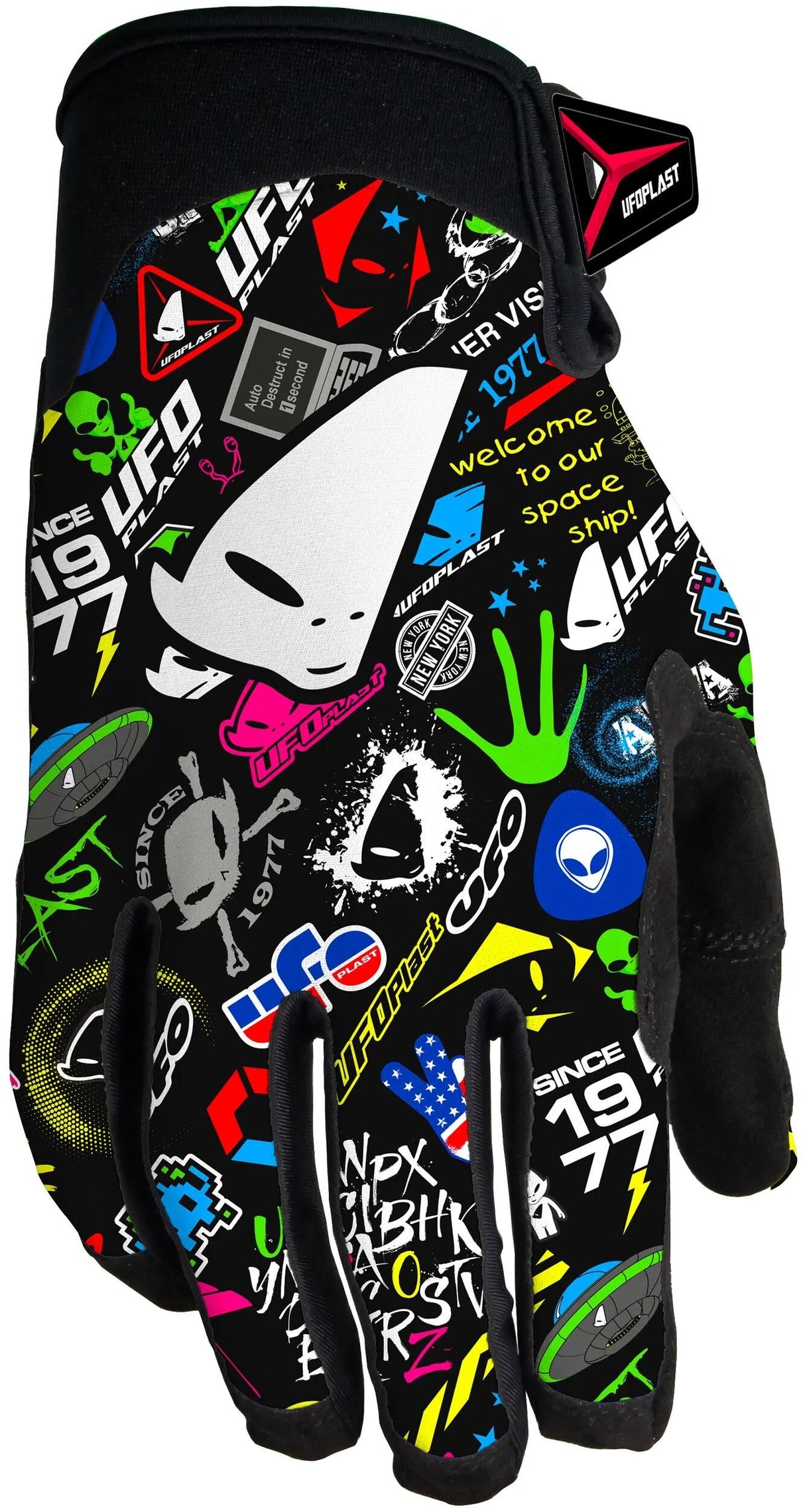 UFO-Pipi-Kinderhandschuhe UFO-Skyline-Grafik Gr. xl