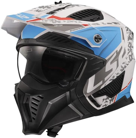 Ls2 modularer Helm von 606 Drifter Devor Helm von 606 Drtifer Devor xxl weiß blau matt