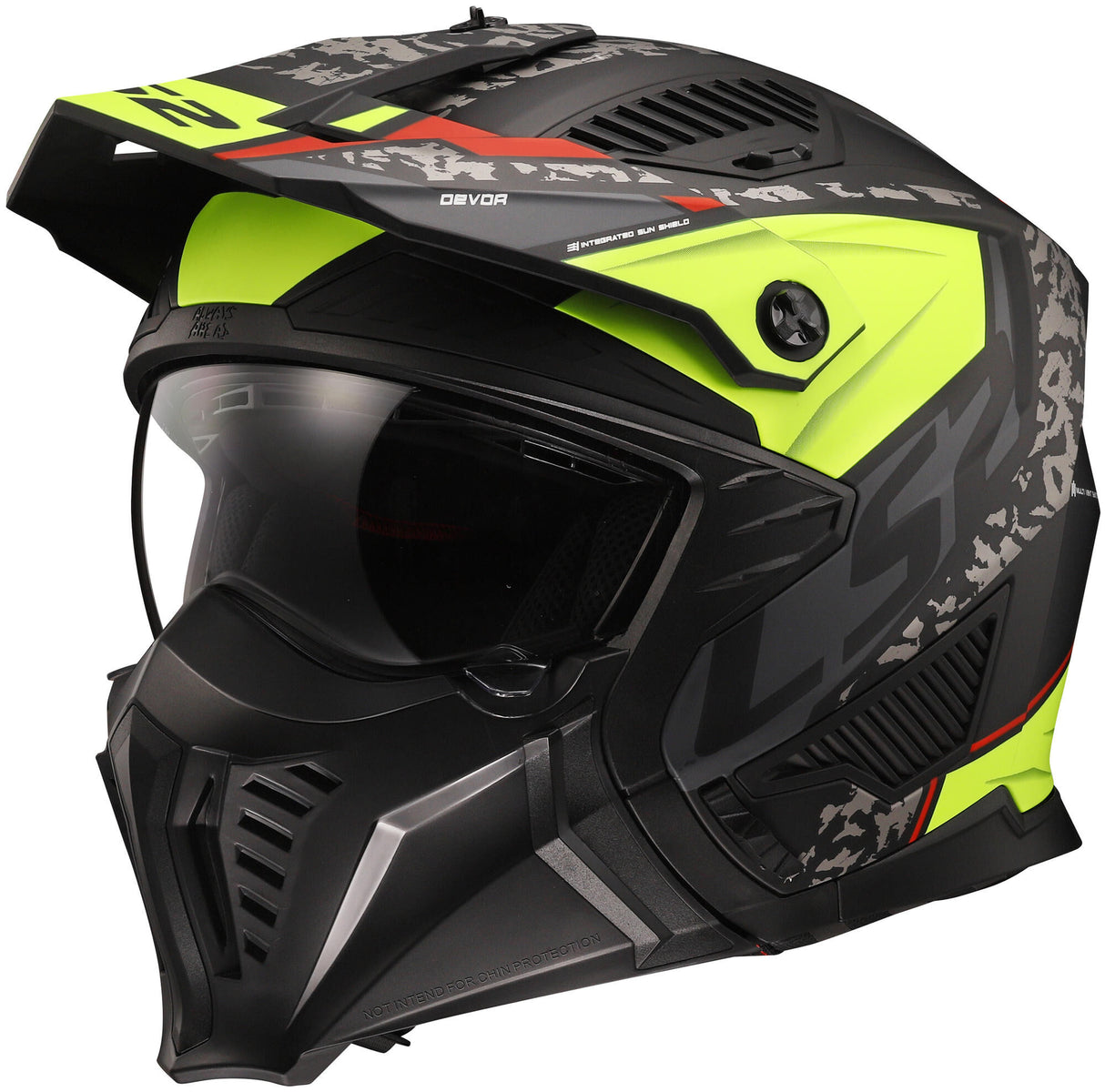 Ls2 modularer Helm of606 Drifter Devor Helm of606 Drtifer Devor M schwarz neongelb.