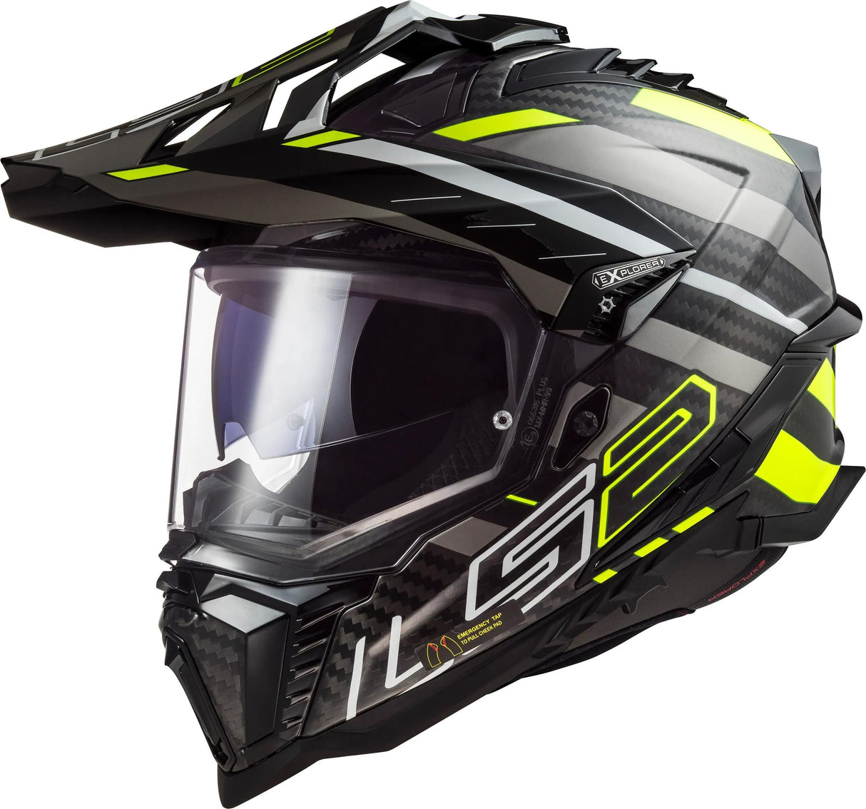 Ls2 Enduro-Helm MX701 Explorer Carbon Edge. Helm mx701 exp.car. Kante m bl. yel. Titan