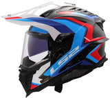 Ls2 Enduro-Helm MX701 Explorer Carbon Frontier II, interne Sonnenblende, abnehmbar, waschbar, hypoallergen und atmungsaktiv, verstärkter Kinnriemen, Rettungswangenpolster, Doppel-D-Futter Helm MX701 Expl. car.fr.ii m ws blau sw