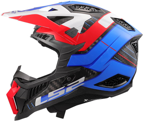 Ls2 Motocross-Helm MX703 x-force galuo, atmungsaktiv und hypoallergen. Helm X-Force Galuo weiß rot blau gr. xxl