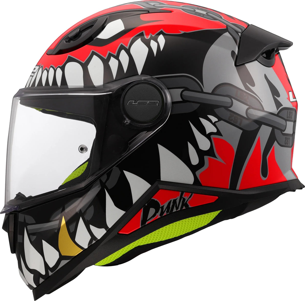 Ls2 Kinder-Integralhelm FF812 Kid Punk, abnehmbar. Helm Kind FF812 Punk Grau Rot Gr. l