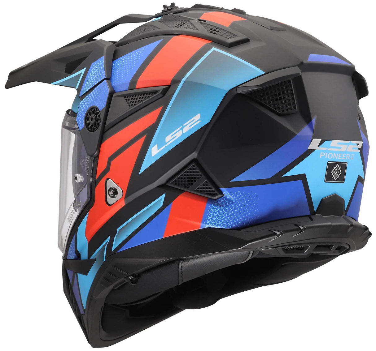 Ls2 Enduro-Helm MX702 Pioneer II Block. Helm MX702 Pioneer Block mattschwarz rot blau