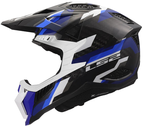 Ls2 MX703 X-Force Phantom Motocross-Helm, atmungsaktiv und hypoallergen. Helm MX703 X-Force Phantom blau weiß m