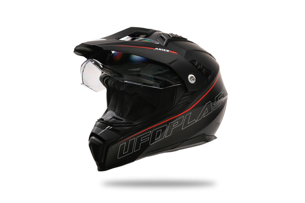 Ufo Plast Enduro Helm Aries Helm Aries L schwarz rot