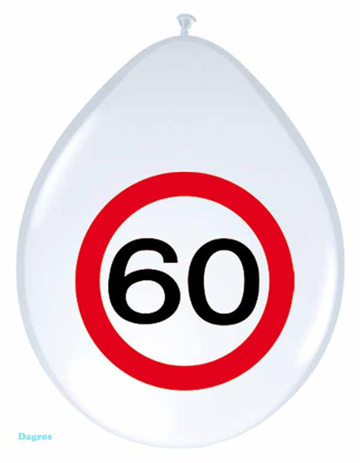 Ballon 30cm Verkehrsschild 60 Jahre, Packung à 8 Stück
