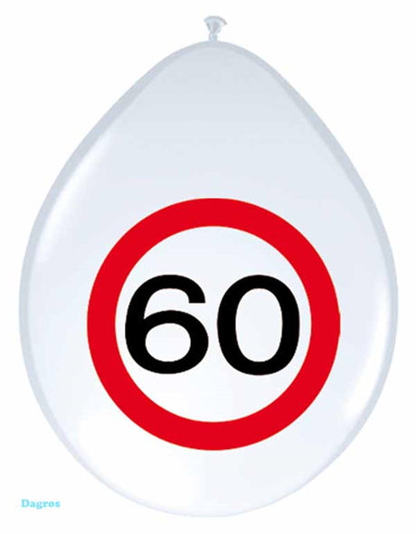 Ballon 30cm Verkehrsschild 60 Jahre, Packung à 8 Stück