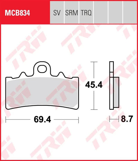 TRW Bremsbeläge MCB834 Bremsbelag MCB 834 Bio-Standard