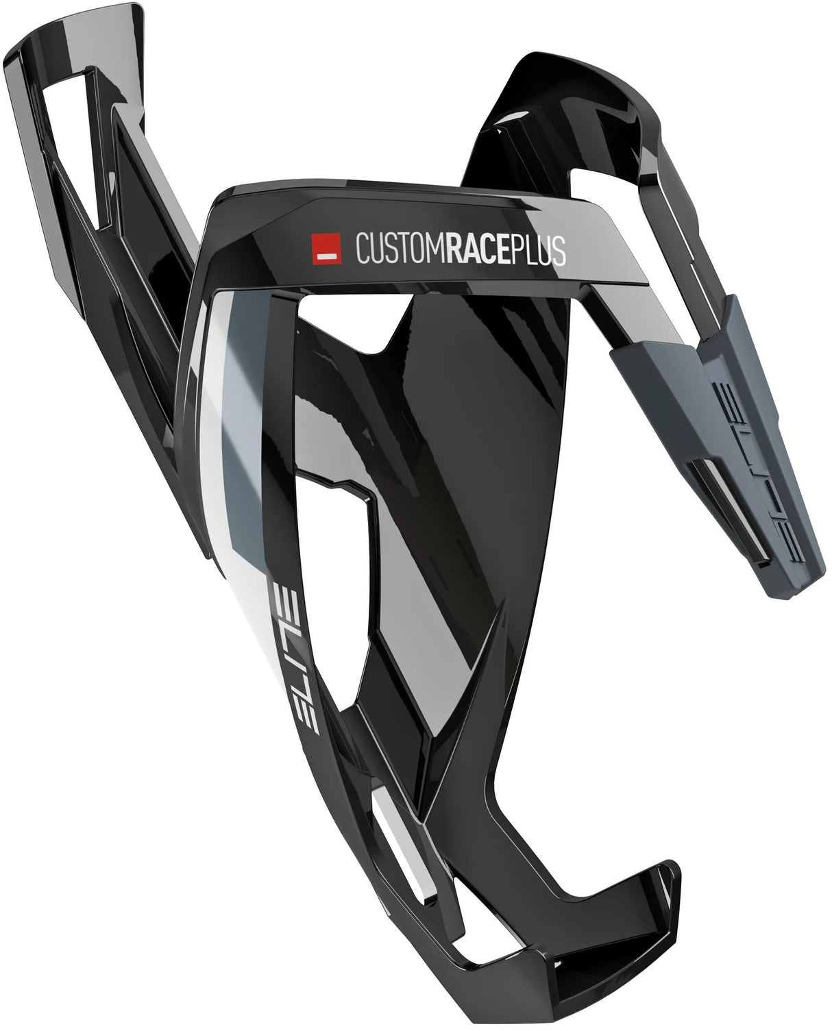 Elite Flaschenhalter Custom Race Plus Schwarz mit weißerer Grafik