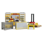 BRUDER DHL PALCEL -SERVICE mit Palettenwagen + Figur