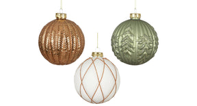 Kerstballen glas 3 assortie dia10cm nature