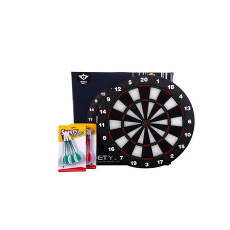 Longfield kindgerechte Dartscheibe – ø 42 cm – inklusive 2 Sets Softip-Darts 18 Gramm – sichere Dartscheibe für Kinder – Kindersicherheit –