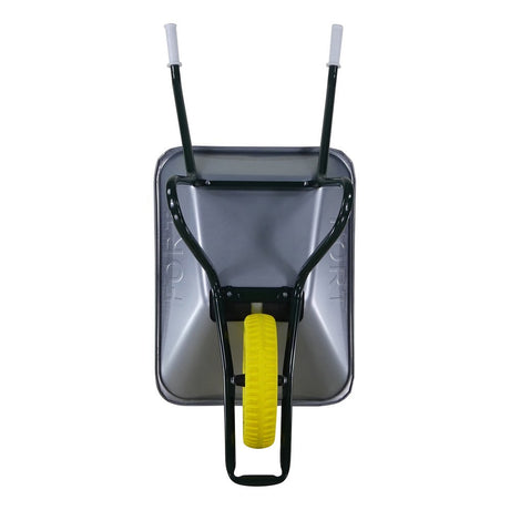 Fort Products Gartenschubkarre, verzinkter Behälter, 85 l, Gelbasis plus Rad