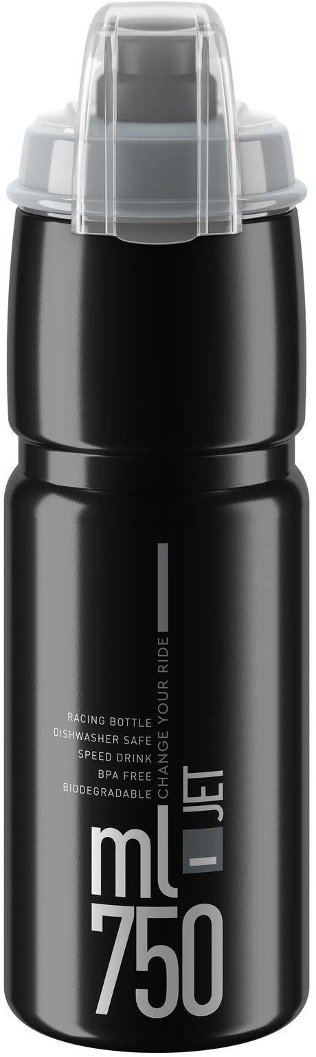 Elite Wasserflasche Jet Plus Flasche Jet Plus 750 ml schwarz grau mit Verschluss