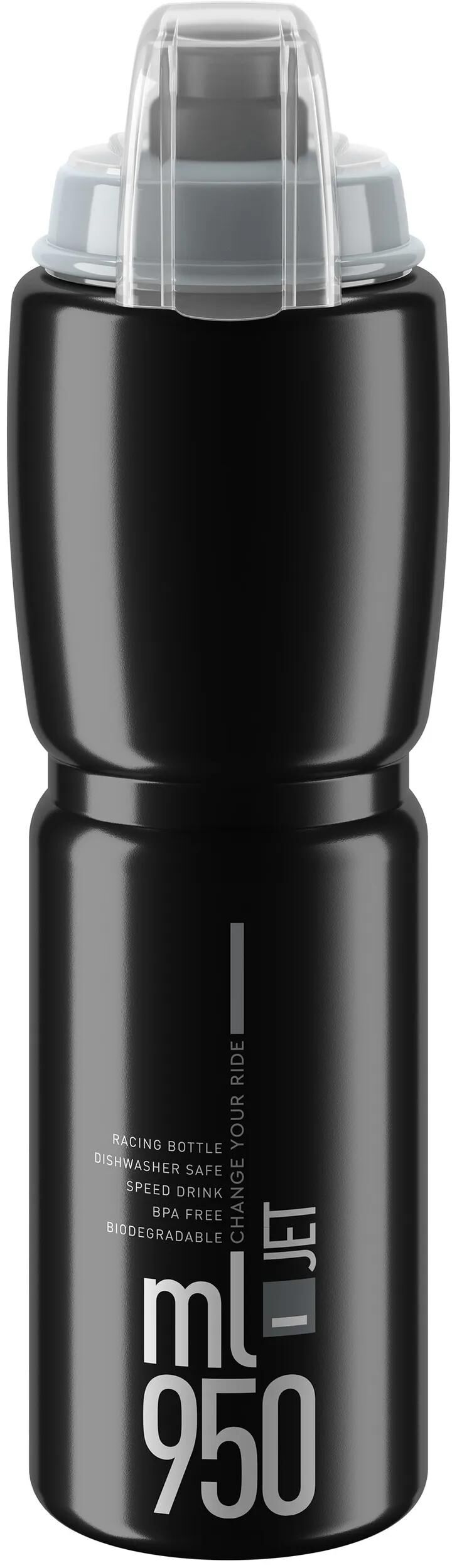 Elite-Flasche mit Schutzkappe Jet Plus schwarz 950 ml