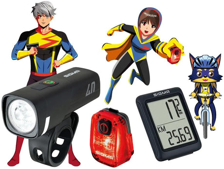 Sigma sport leuchten set aura 40 hiro 10 bc 5.0 wr ride safe to school sigma bundle aura 40 + hiro 10 + bc 5.0 rsts