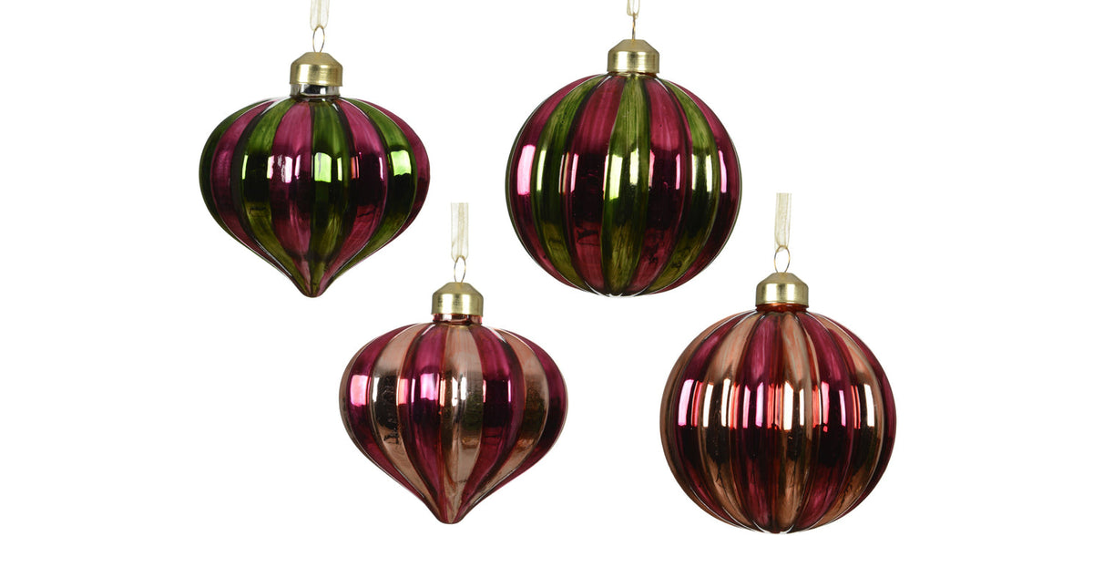 Kerstballen glas shiny 4ass assortie d.8cm