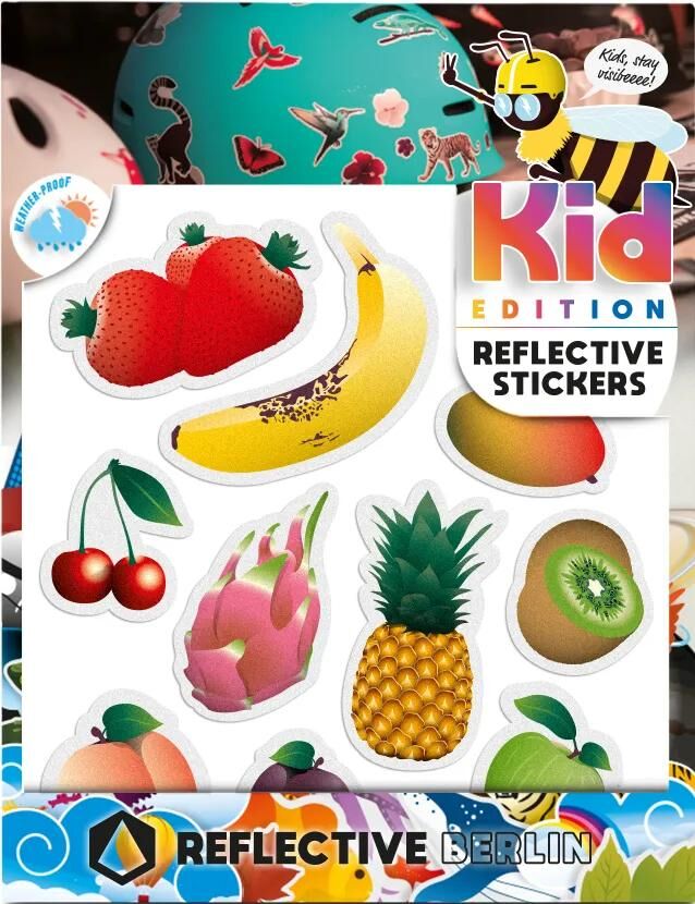 Reflektierende Berliner Reflexaufkleber k.i.d. Ref.Aufkleber re.berlin Kid Fruits