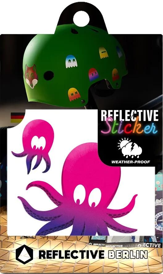 Reflektierende Berlin-Reflex-Aufkleber, Abziehbilder, refl.sticker, refl.berlin, Oktopus, Neptun