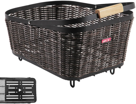 Unix-Fahrradkorb, auf der Rückseite Baldo-Heckkorb Baldo-Universalsystem braun