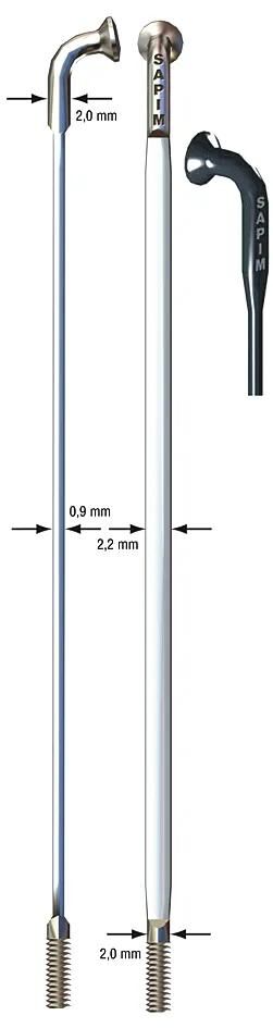 Sapim Aero Speiche CX-Ray Aero Blade Speiche CX-Ray Edelstahl 2x298mm Sil.