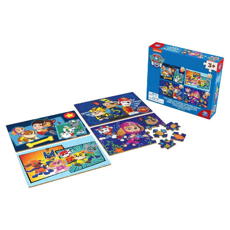 Paw Patrol Schuhkarton 4 Holzpuzzles 12-16-20-24 Teile