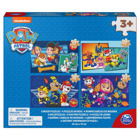 Paw Patrol Schuhkarton 4 Holzpuzzles 12-16-20-24 Teile