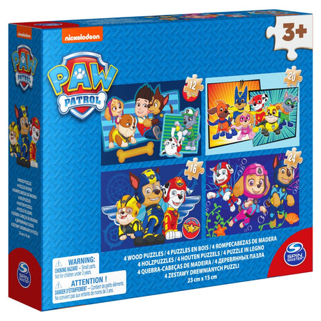 Paw Patrol Schuhkarton 4 Holzpuzzles 12-16-20-24 Teile