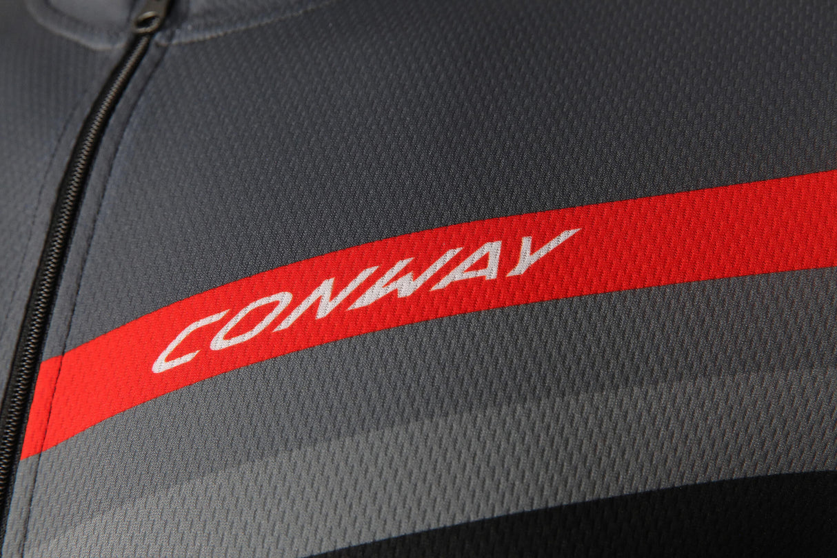 Conway Kurzarmshirt Active Jersey Full Zip SS Jersey Act.Full Zip SS M Grau Schwarz