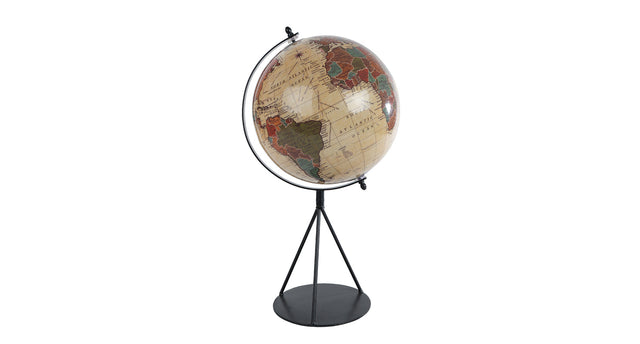 Wereldbol world l beige zwart mango 20x23x40cm