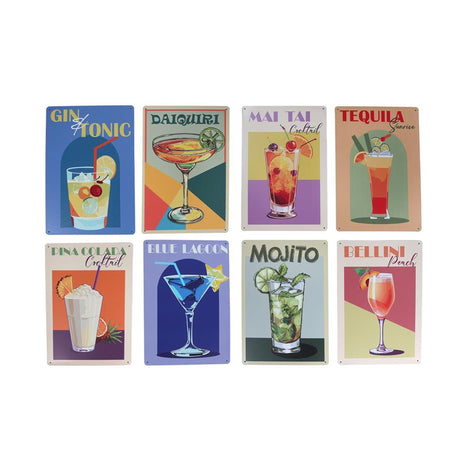 Wandteller Cocktails aus Metall 20x30cm