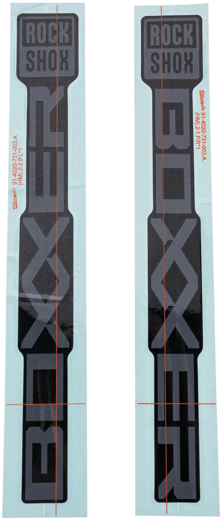 RockShox Dekor-Set, Aufkleber-Set, RS-Grau, mattschwarze Schieber