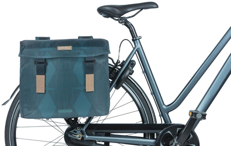 Basilikum-Eleganz Doppelfahrradbeutel, blau, recyceltes Haustier, Futtermittel, Wasserbehälterverschluss, Universal Bridge, 40-49l