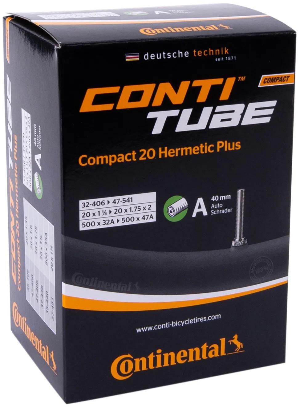 Continental-Schlauch Compact 20 Hermetic Plus, verstärkter Schlauch Conti Compact 20 Hermetic Plus mit 40 mm