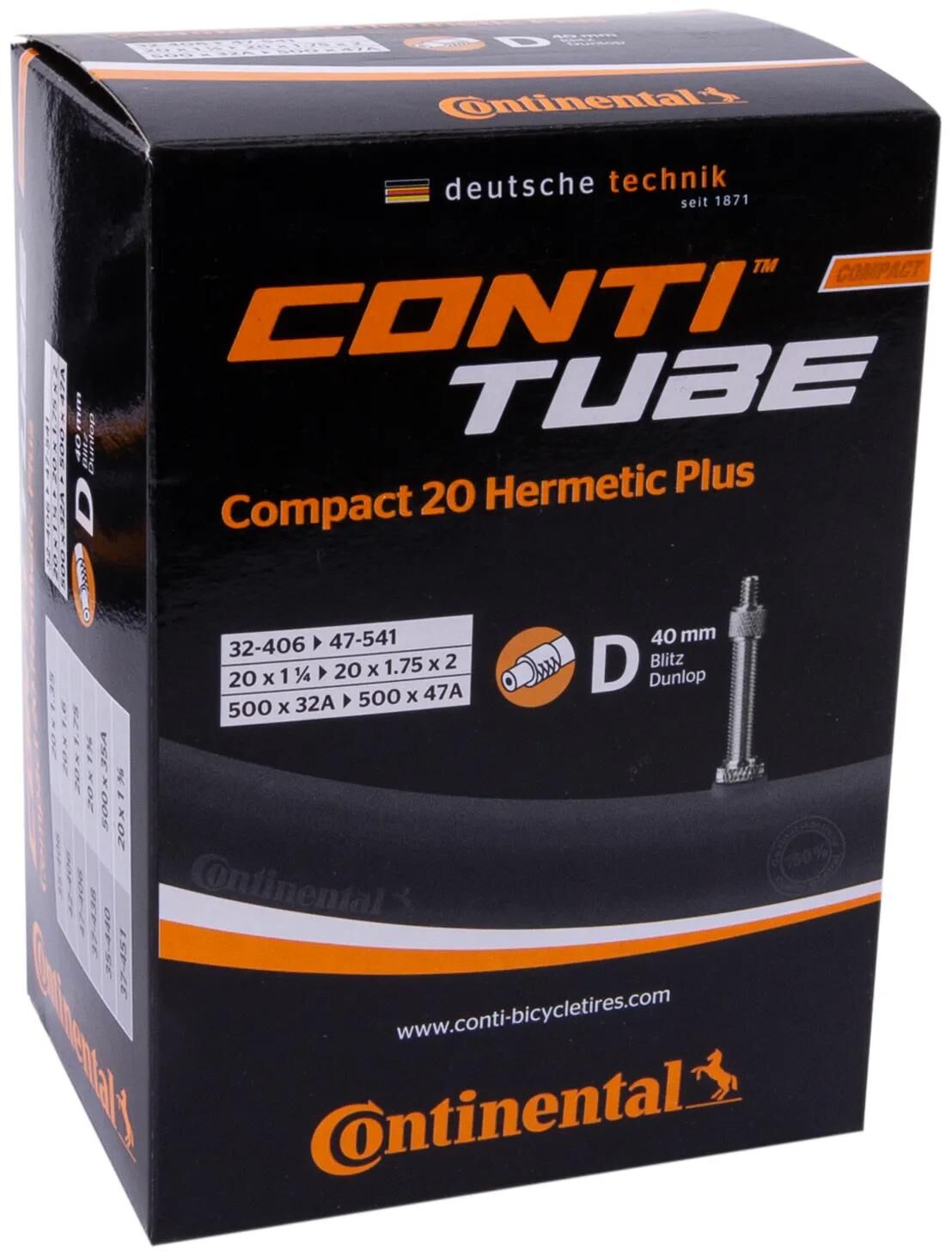 Continental-Schlauch Compact 20 Hermetic Plus, verstärkter Schlauch Conti Compact 20 Hermetic Plus DV 40 mm