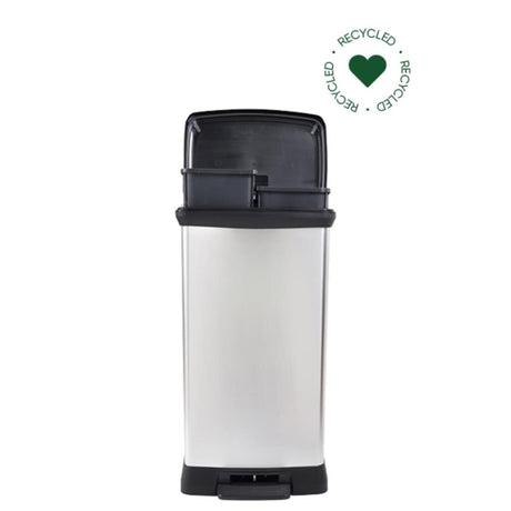 Curver decobin duo waste bin - 23l+23l - rectangular - metallic