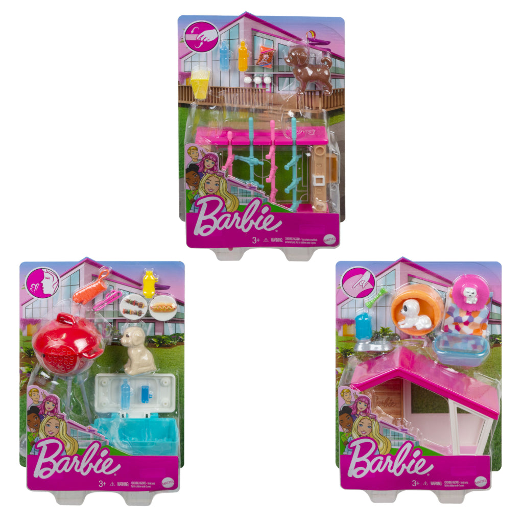 Barbie Mini-Spielset Hundehütte mit Hund | 3 Stück