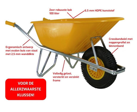 Fort producten kruiwagen 100l straatmakers geel