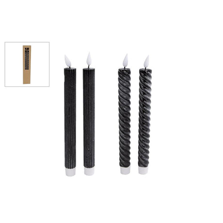 Cozydecor Kerze LED schwarz 25cm 2er-Set