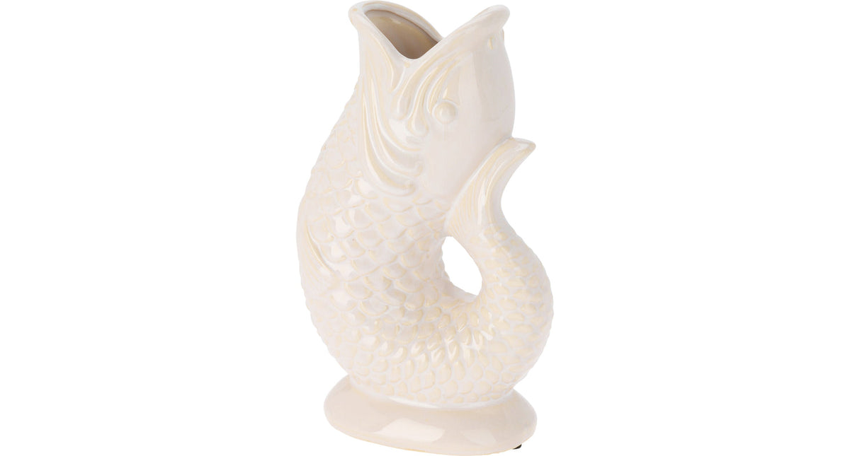 Vaas vis keramiek met open mond wit 13,3x7,5x20,5cm