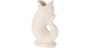 Vaas vis keramiek met open mond wit 13,3x7,5x20,5cm