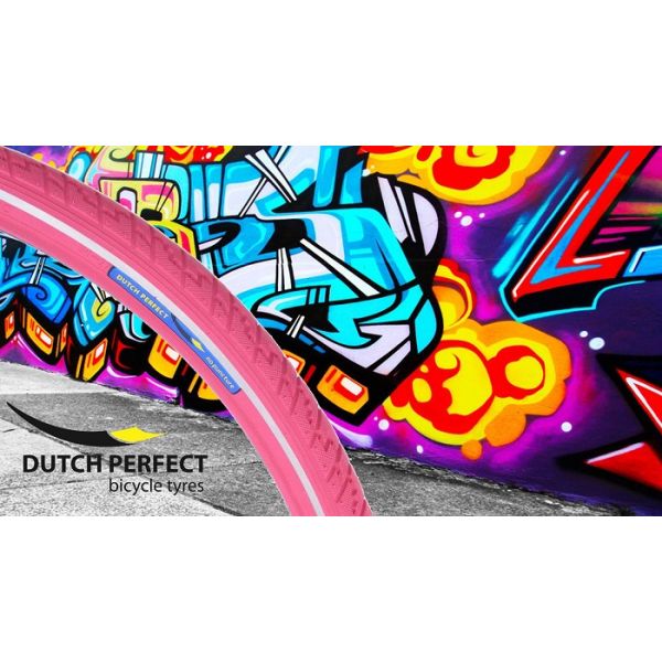 Dutchperfect-Reifen Dutch Perfect 28 x 1,40 40–622 mm Pannenschutz – rosa mit Reflexion