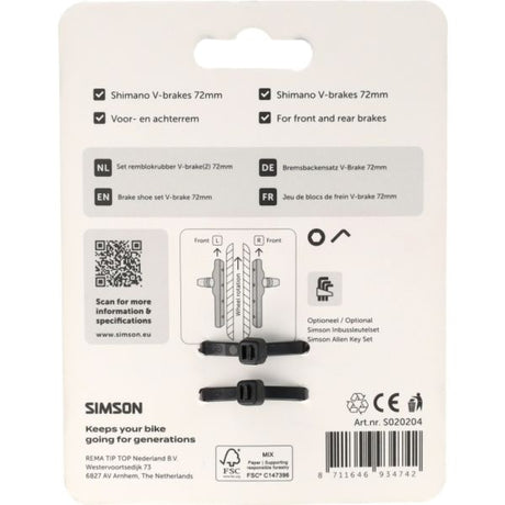 Simson Bremsbacken V-Brake 72mm